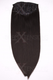 Echthaar Perücken Halbperücken Haarteile 35cm #1b Naturschwarz Haarverlängerung mit Clip In