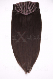 Echthaar Perücken Halbperücken Haarteile 35cm & 50cm #2 Dunkelbraun Haarverlängerung mit Clip In
