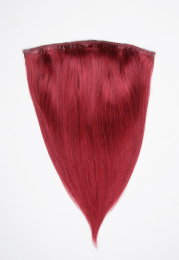 Dieses Bild zeigt die 1-teilige GlamXtensions Half-wig Extensions Haarverlängerung mit 10 Clips in der Farbe #Burg Burgunde in Großansicht 
