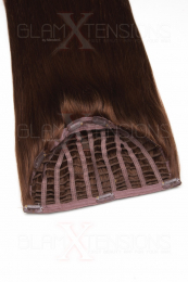Halbperücken Haarteil aus 100% Echthaar in der Haarfarbe #4 Schokobraun - Die schnellste Haarverlängerung