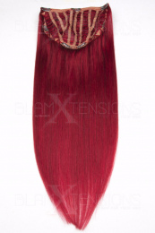 Dieses Bild zeigt die 1-teilige GlamXtensions Half-wig Extensions Haarverlängerung mit 10 Clips in der Farbe #darkred Dunkelrot in Großansicht 
