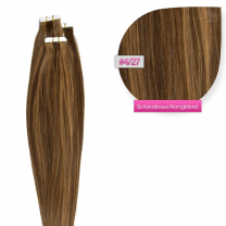 Tape In Extensions Echthaar Haarverlängerung #04/27 Schokobraun - Honigblond 50 cm