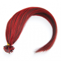 Bondings Keratin Echthaar Extensions #1b/Red gesträhnt – Glatt – 50cm – 0,5g Strähnen