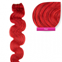 Echthaar Tressen - Weft Extensions gewellt 60 cm #red