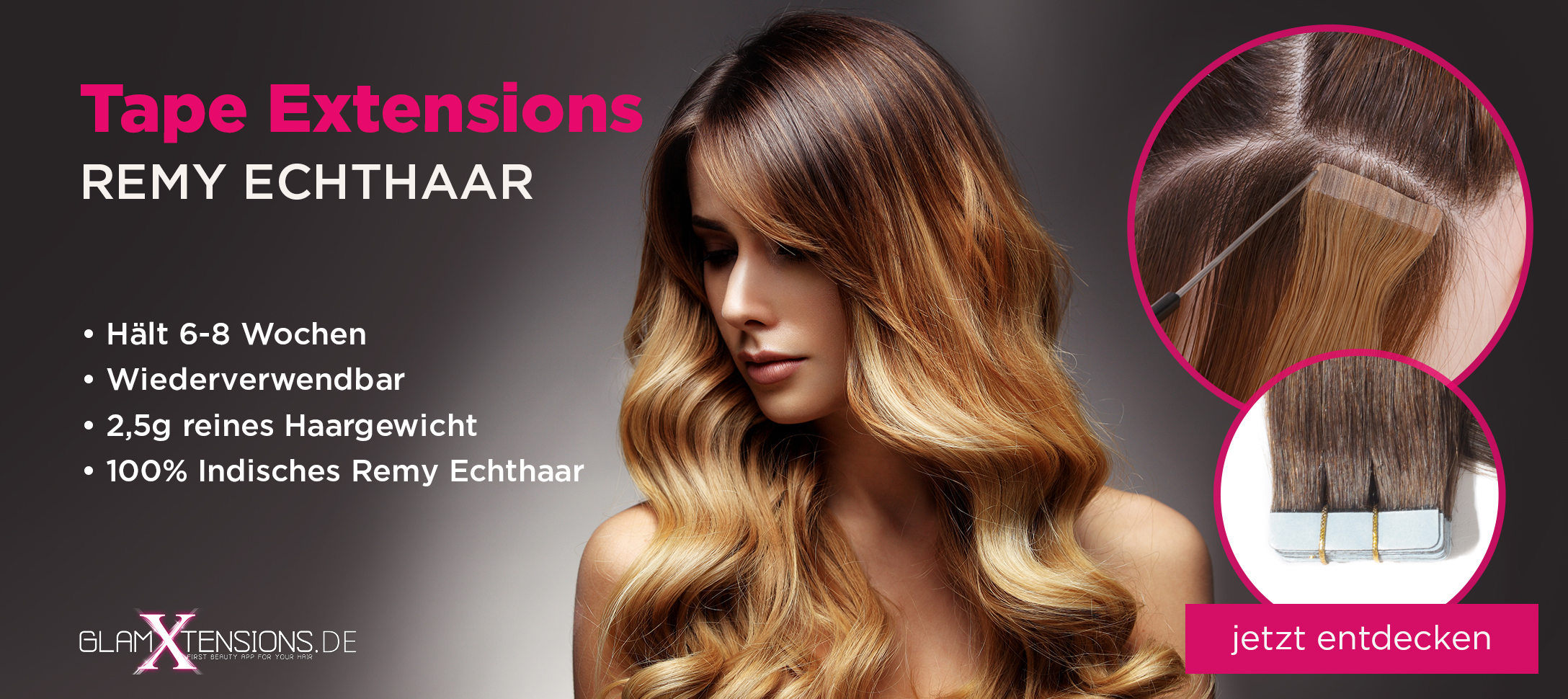 Tape In On Echthaar Extensions von GlamXtensions